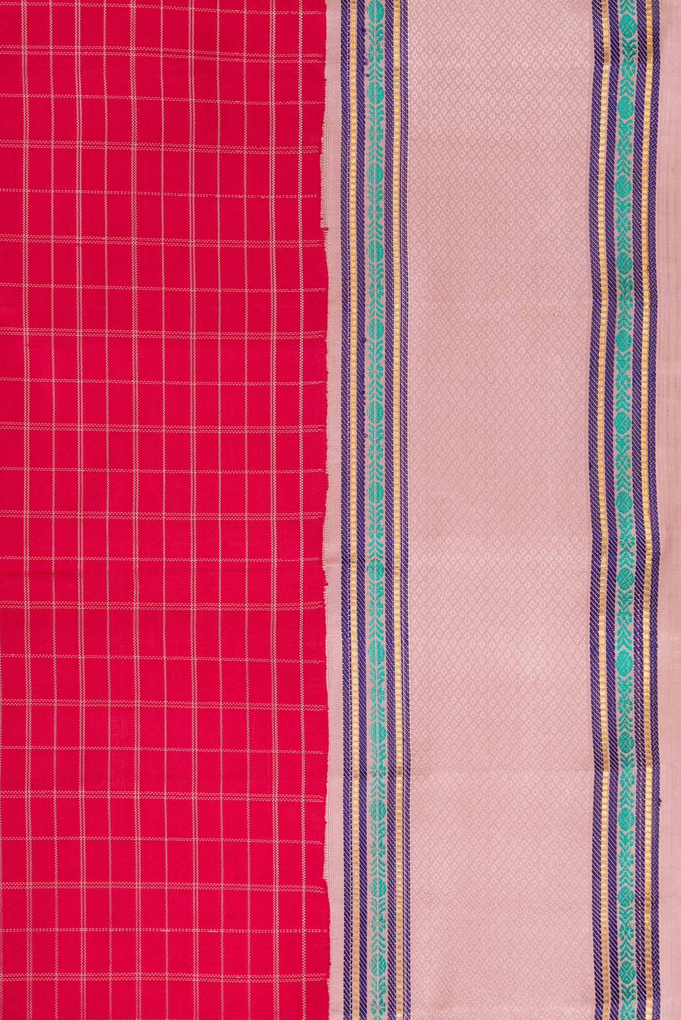 Pure Silk Pure Zari Maroon Dual Tone Kanjivaram Saree - Image 3