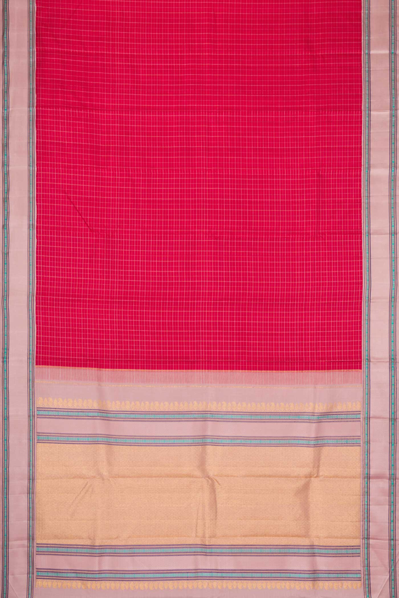 Pure Silk Pure Zari Maroon Dual Tone Kanjivaram Saree - Image 6