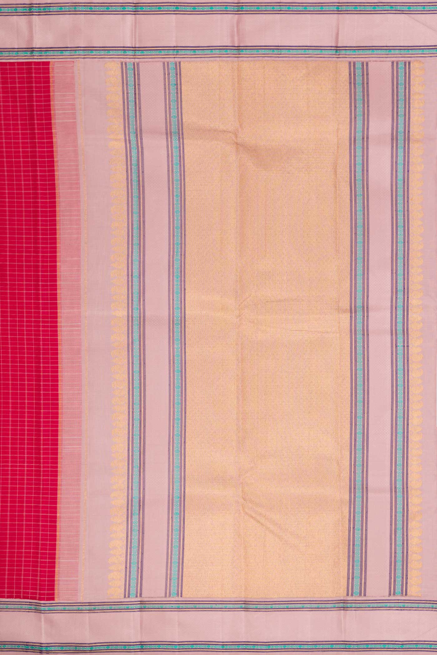 Pure Silk Pure Zari Maroon Dual Tone Kanjivaram Saree - Image 7