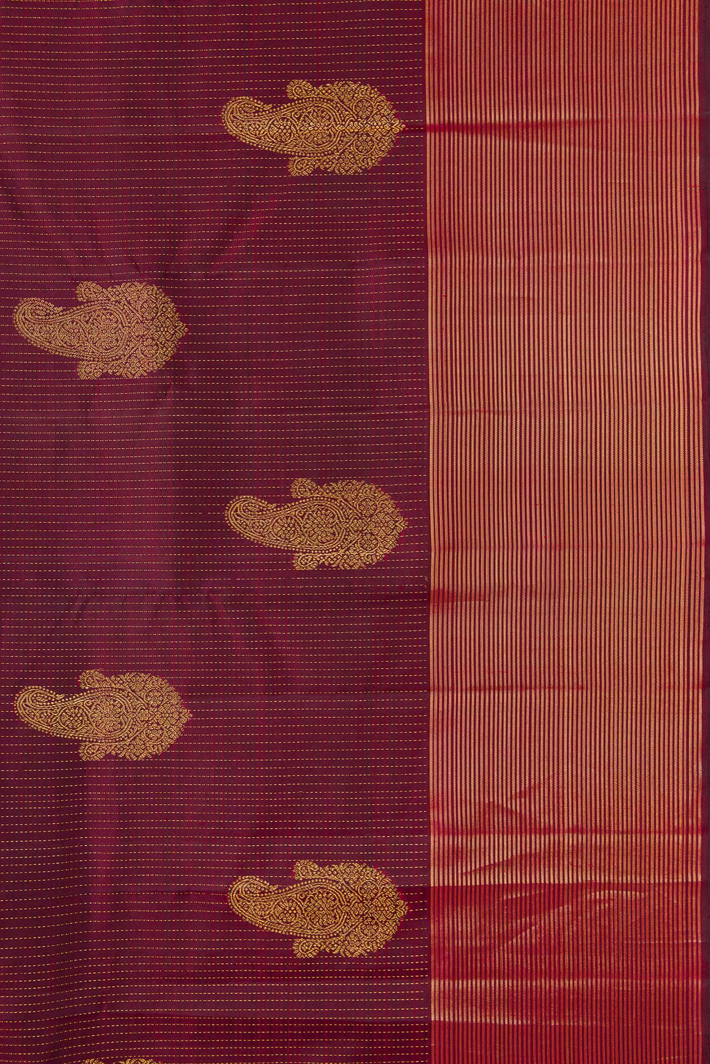 Maroon Dual Tone Kanjivaram Silk Saree - Image 3