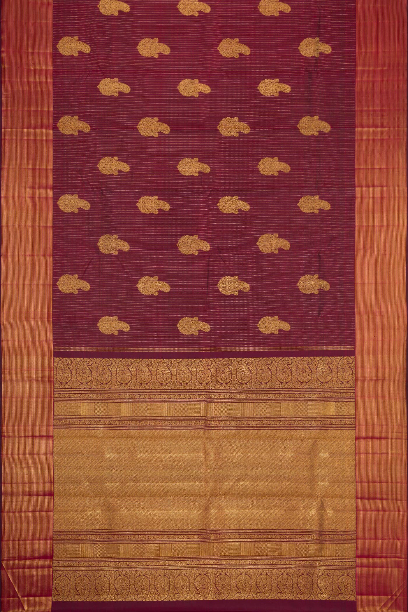 Maroon Dual Tone Kanjivaram Silk Saree - Image 6