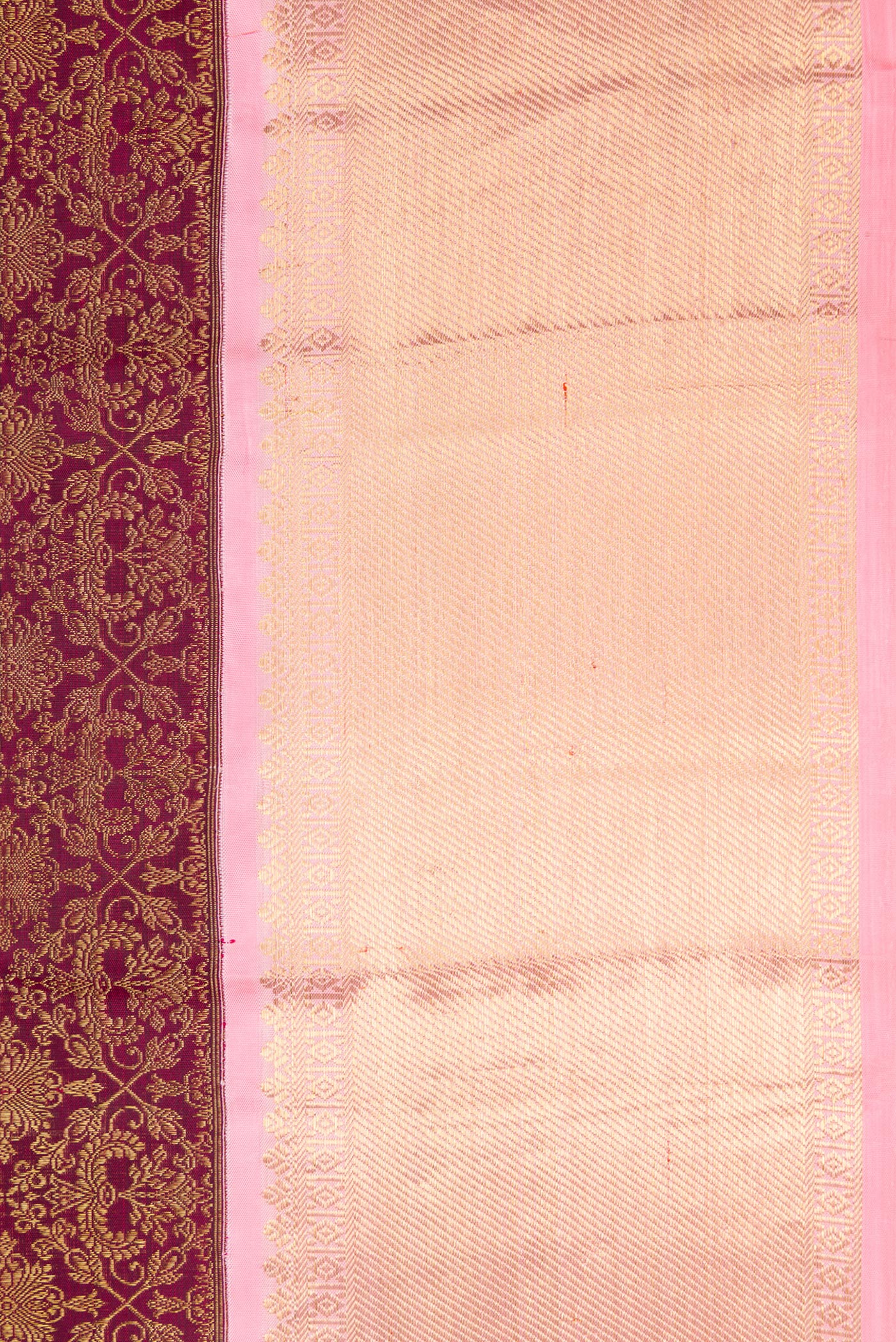 Pure Silk Pure Zari Maroon Kanjivaram Saree - Image 3