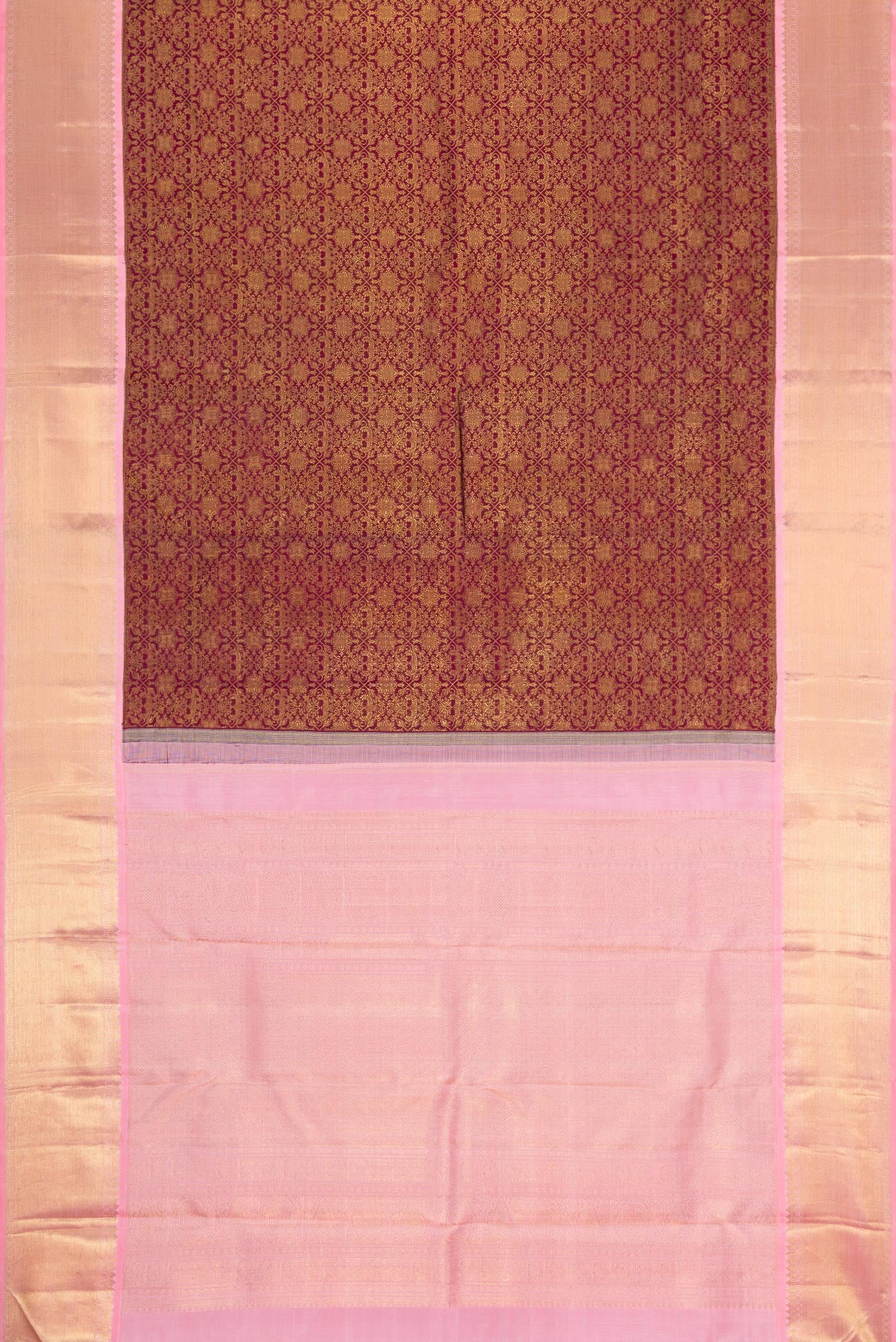 Pure Silk Pure Zari Maroon Kanjivaram Saree - Image 6