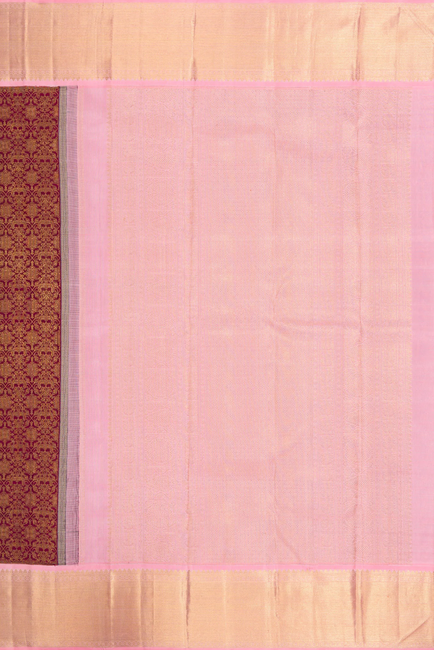 Pure Silk Pure Zari Maroon Kanjivaram Saree - Image 7