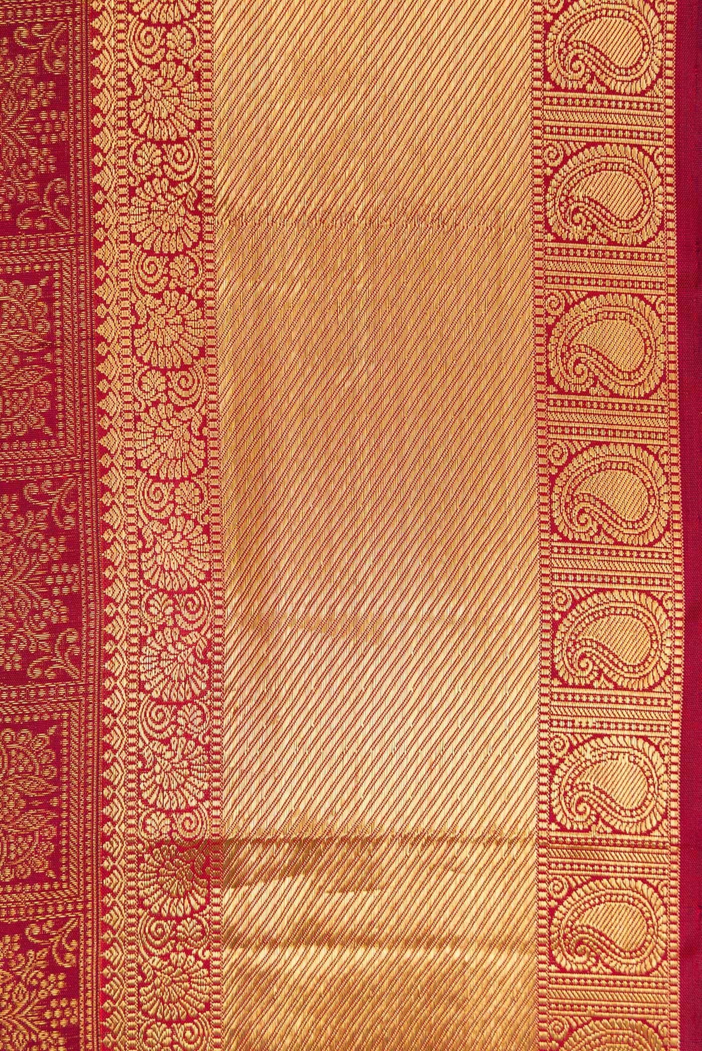 Pure Silk Pure Zari Maroon Kanjivaram Saree - Image 3