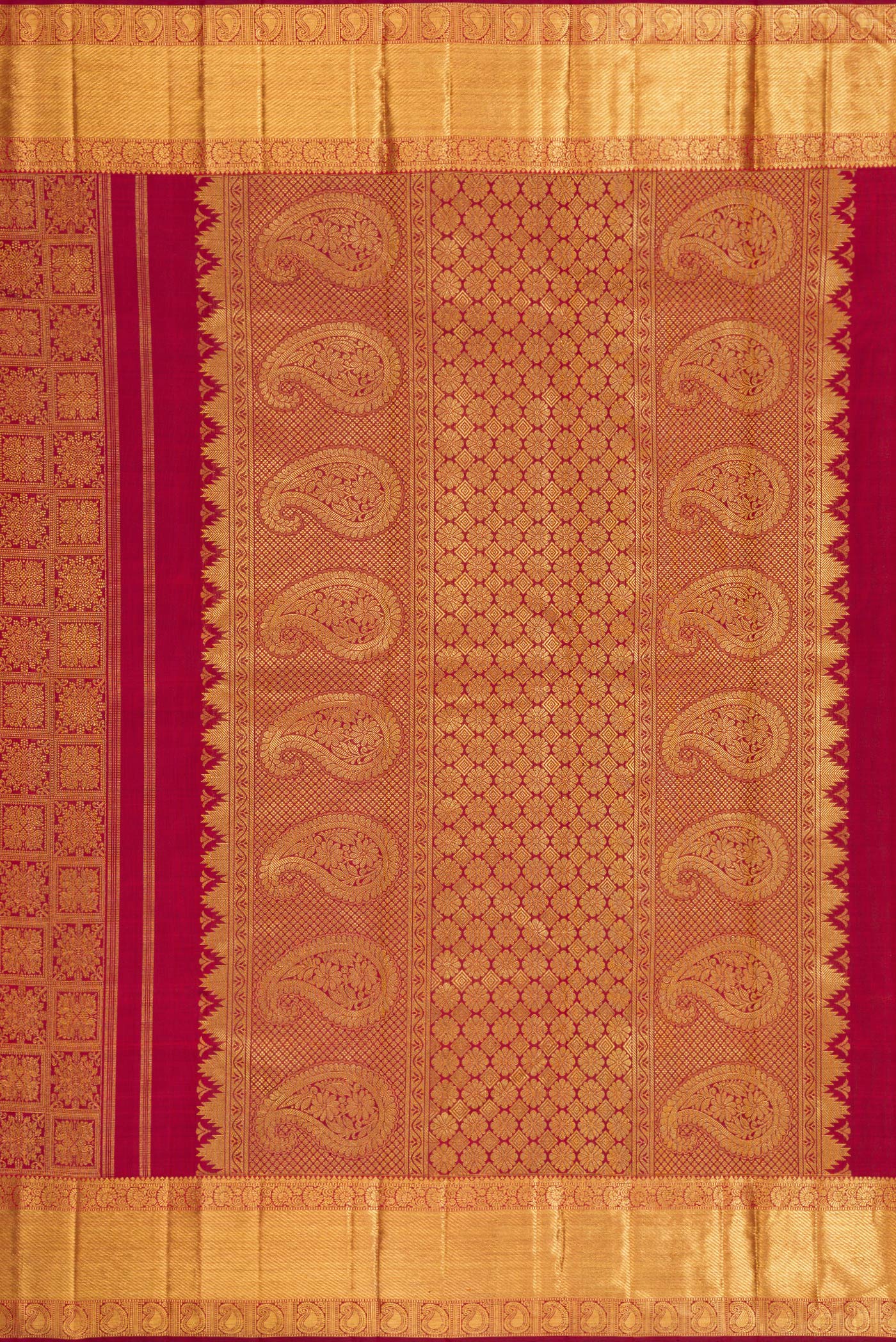 Pure Silk Pure Zari Maroon Kanjivaram Saree - Image 7