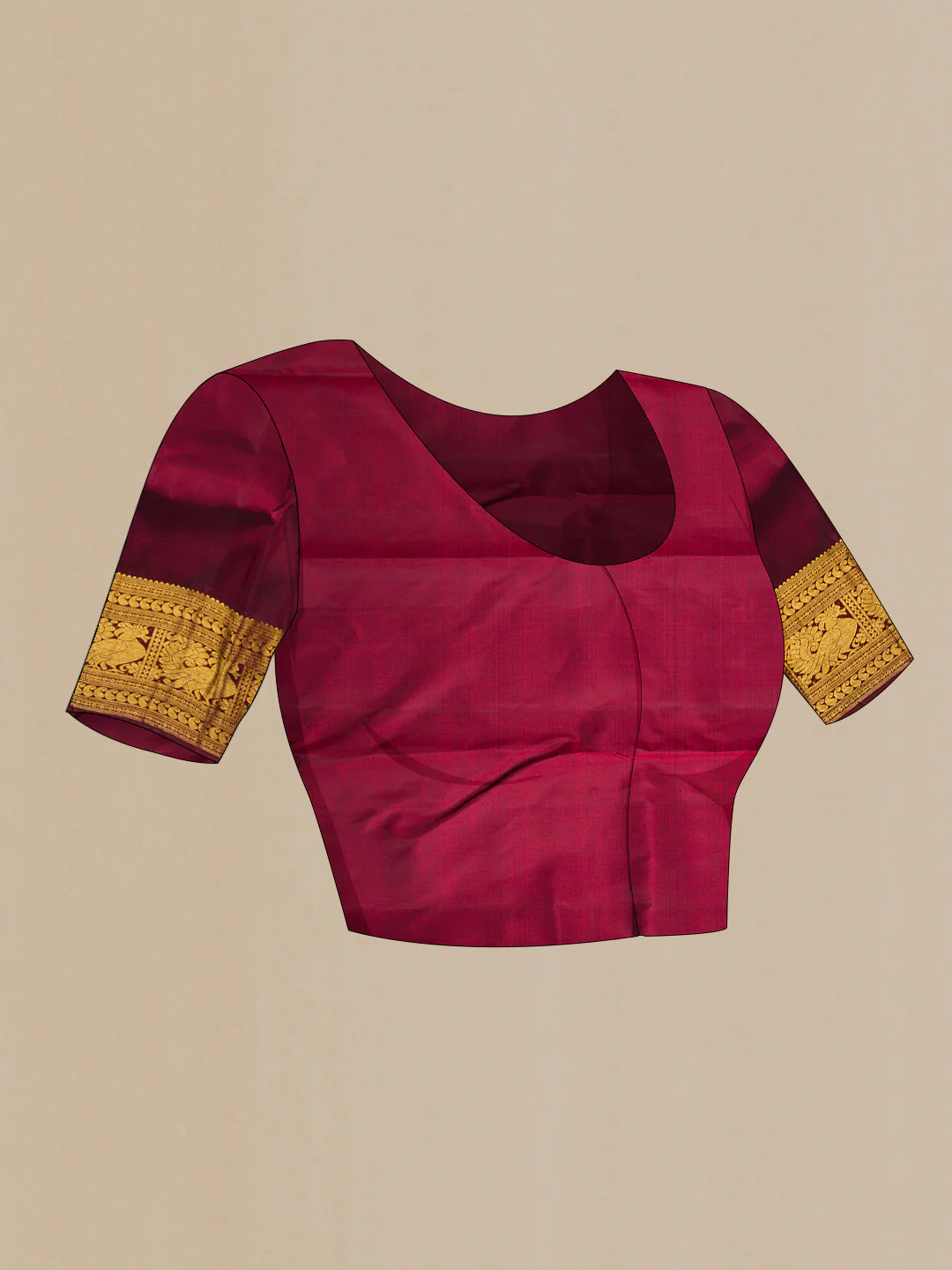 Pure Silk Pure Zari Maroon Dual Tone Kanjivaram Saree - Image 5