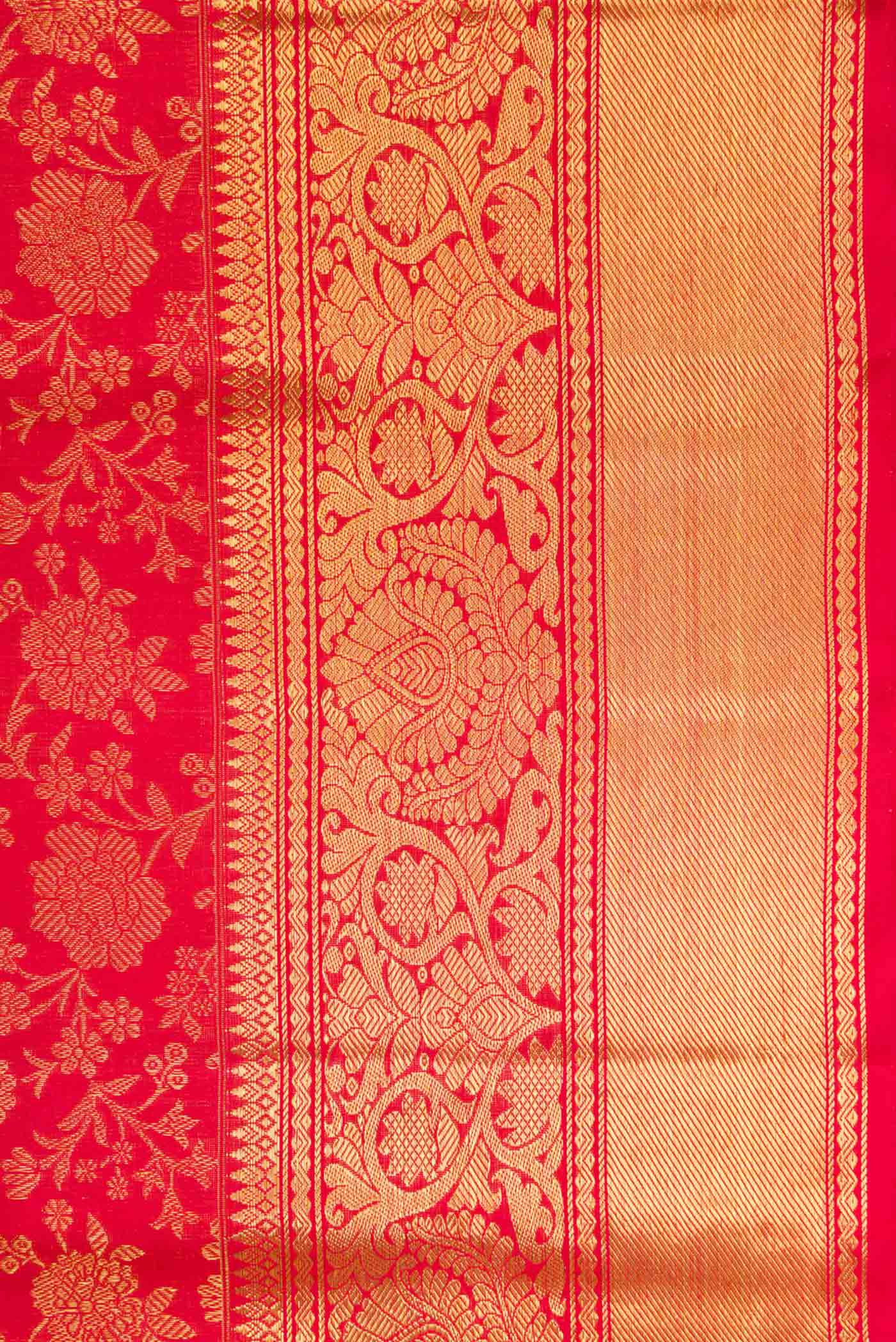 Pure Silk Pure Zari Red Kanjivaram Saree - Image 3