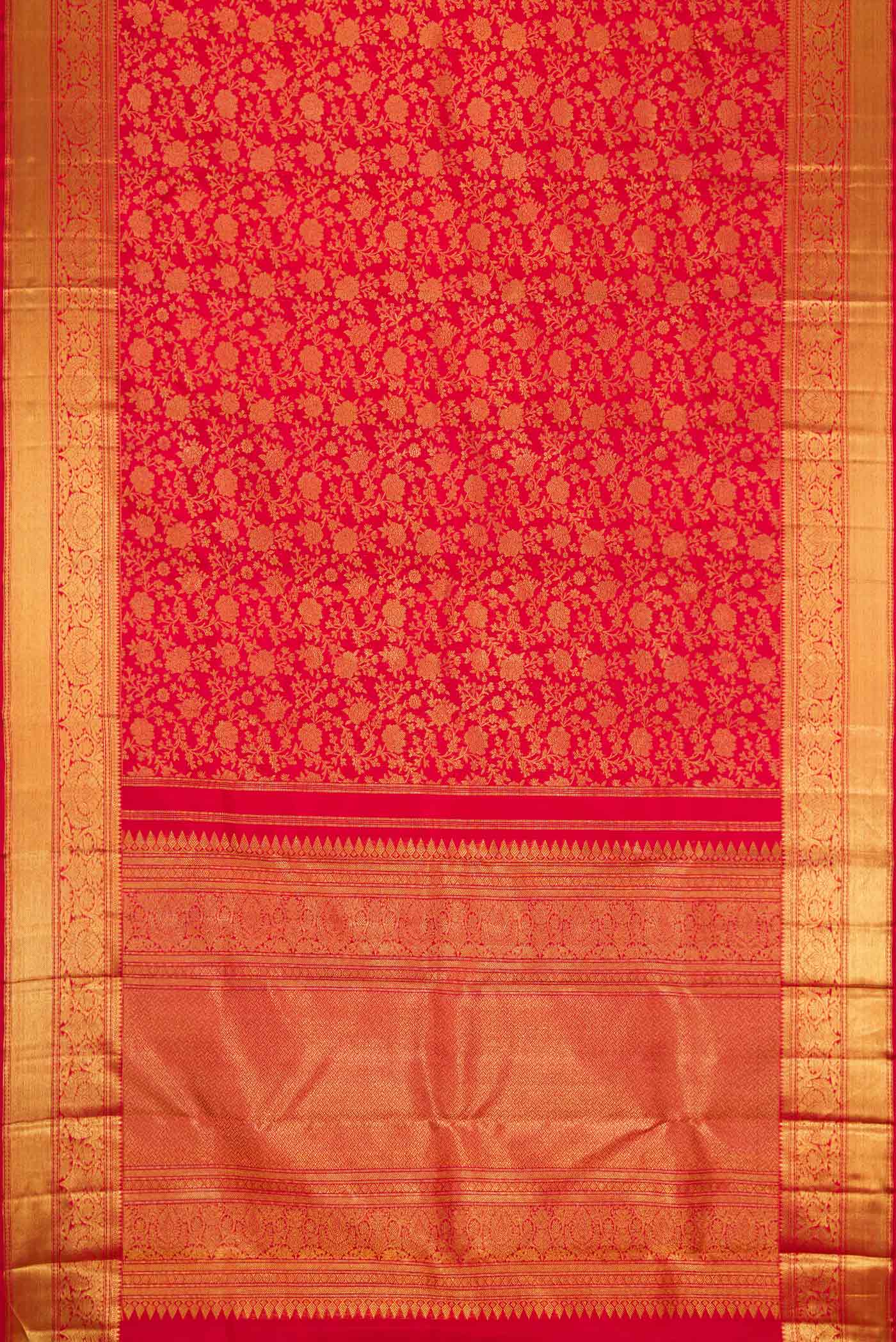 Pure Silk Pure Zari Red Kanjivaram Saree - Image 6