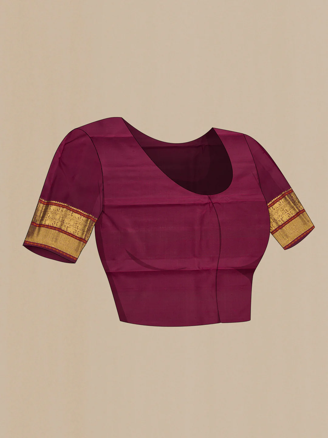 Pure Silk Pure Zari Maroon Dual Tone Kanjivaram Saree - Image 5