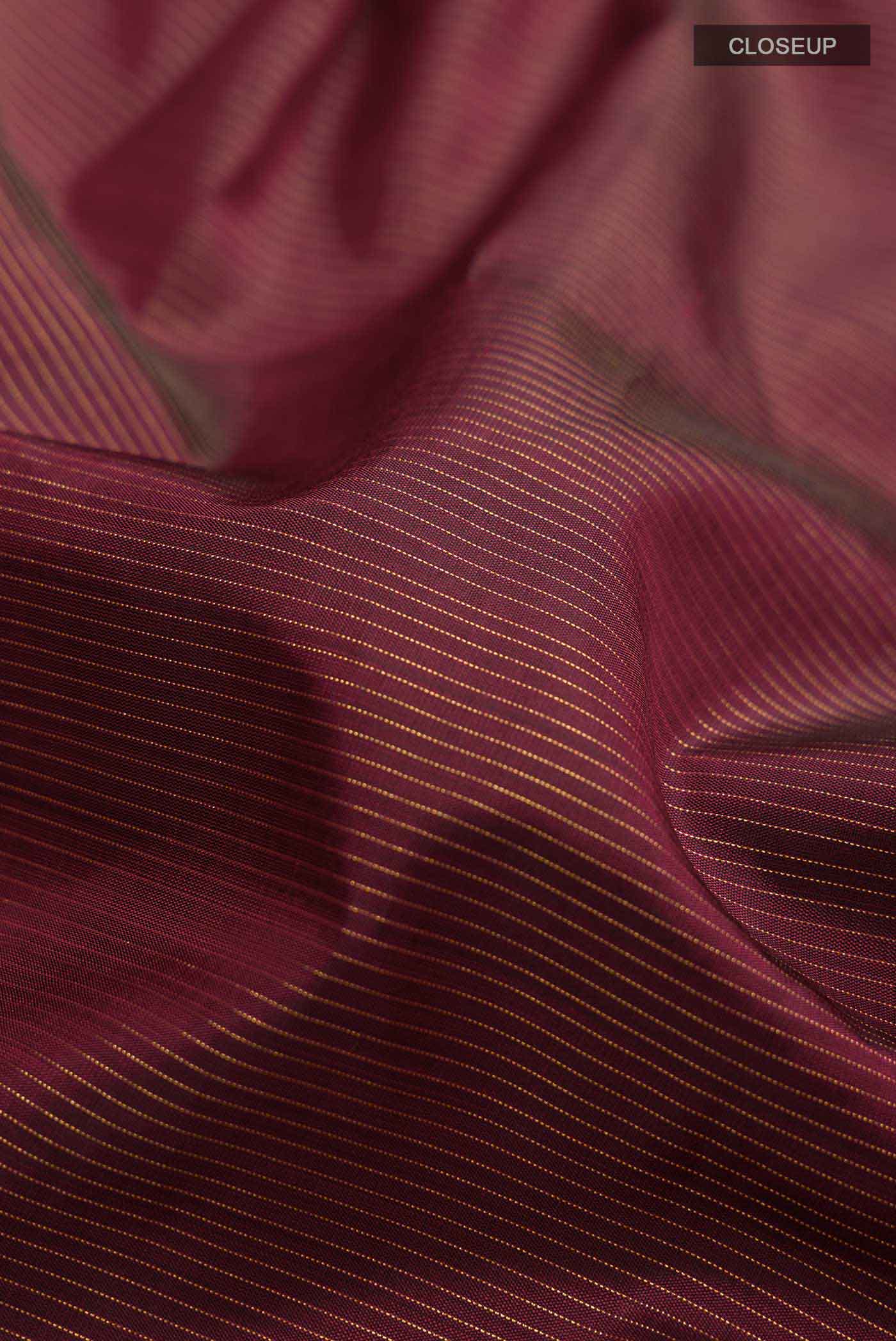 Pure Silk Pure Zari Maroon Kanchipuram Nine Yards Saree