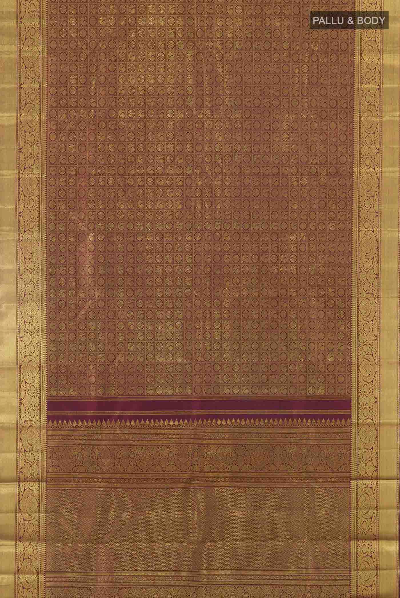 Pure Silk Pure Zari Maroon Kanjivaram Saree - Image 6
