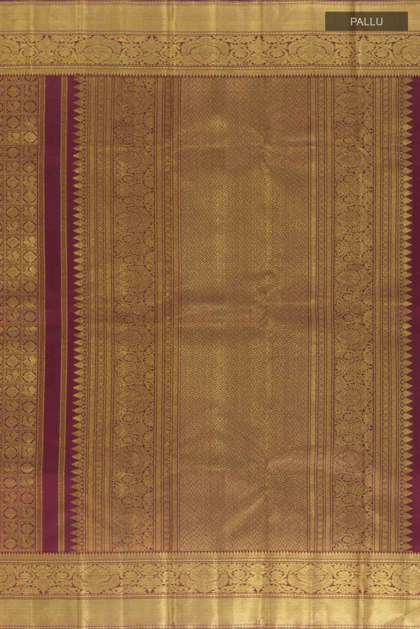 Pure Silk Pure Zari Maroon Kanjivaram Saree - Image 7