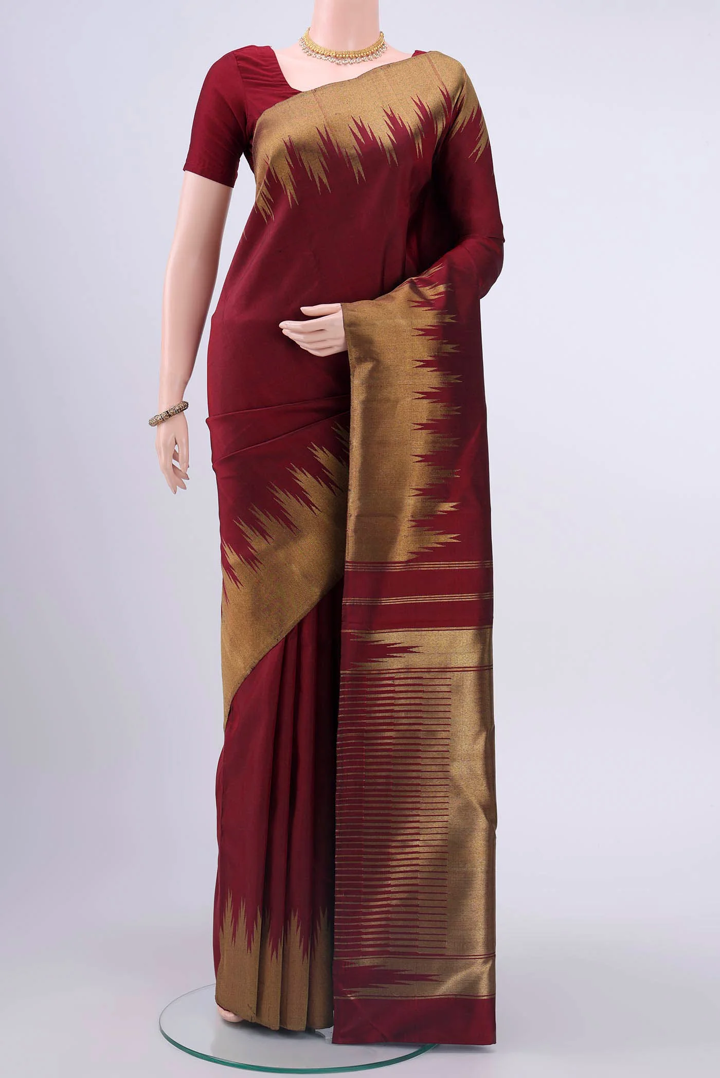 Pure Silk Pure Zari Maroon Kanchipuram Saree