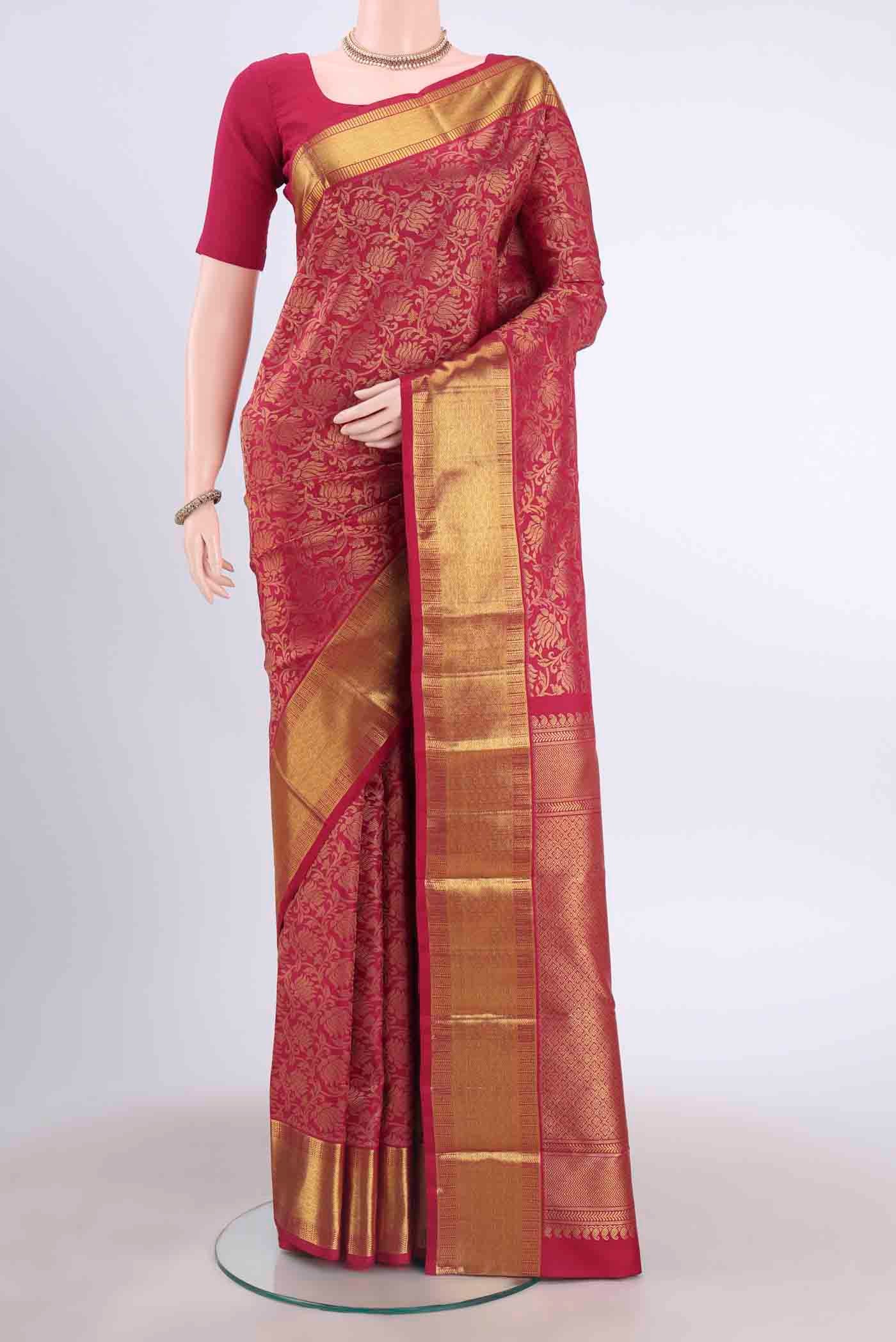 Pure Silk Pure Zari Maroon Kanjivaram Saree
