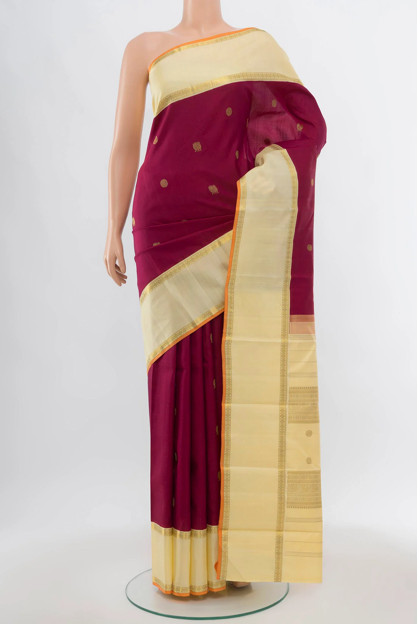 Pure Silk Pure Zari Maroon Kanchipuram Saree