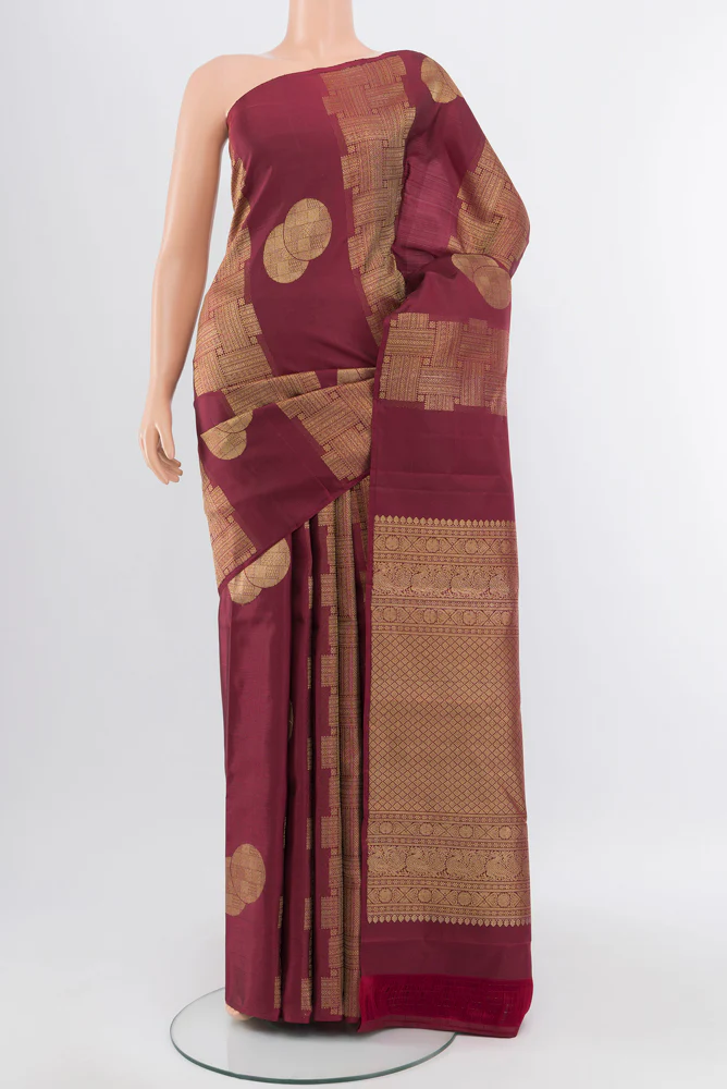 Maroon Kanchipuram Silk Saree