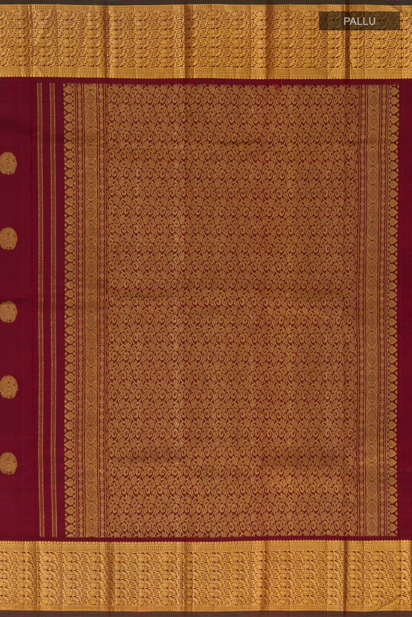 Pure Silk Pure Zari Maroon Kanchipuram Saree - Image 6