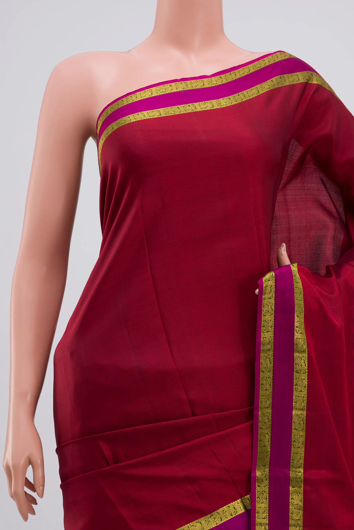 Maroon Kanchipuram Silk Saree - Image 2
