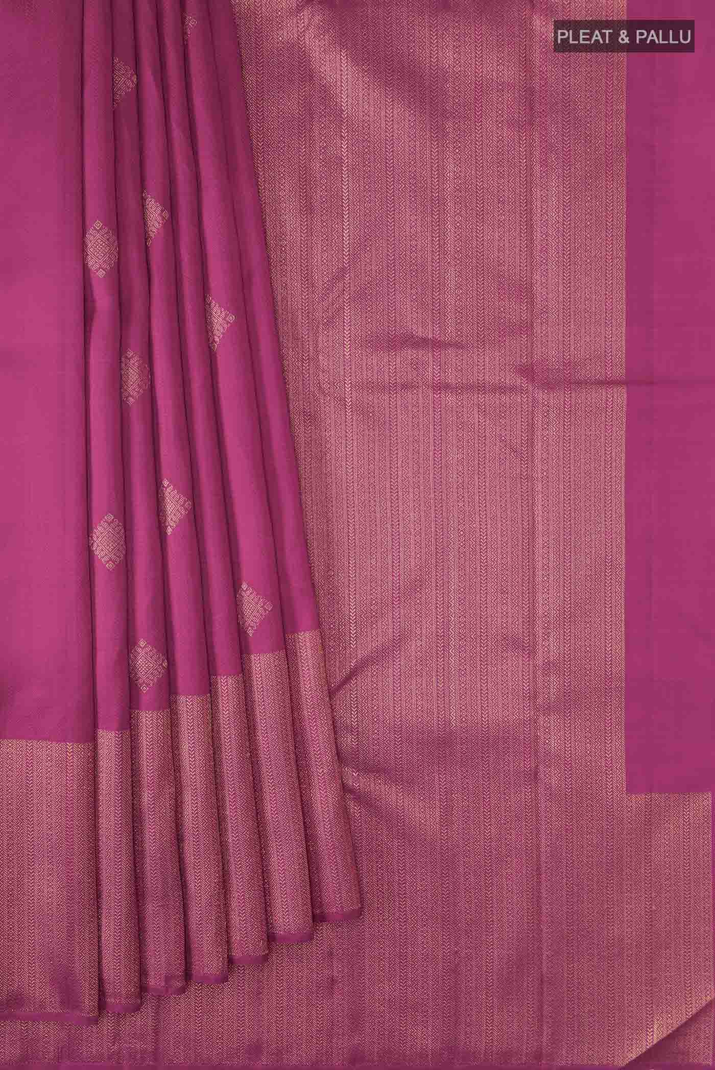 Pure Silk Pure Zari Maroon Kanjivaram Saree - Image 4