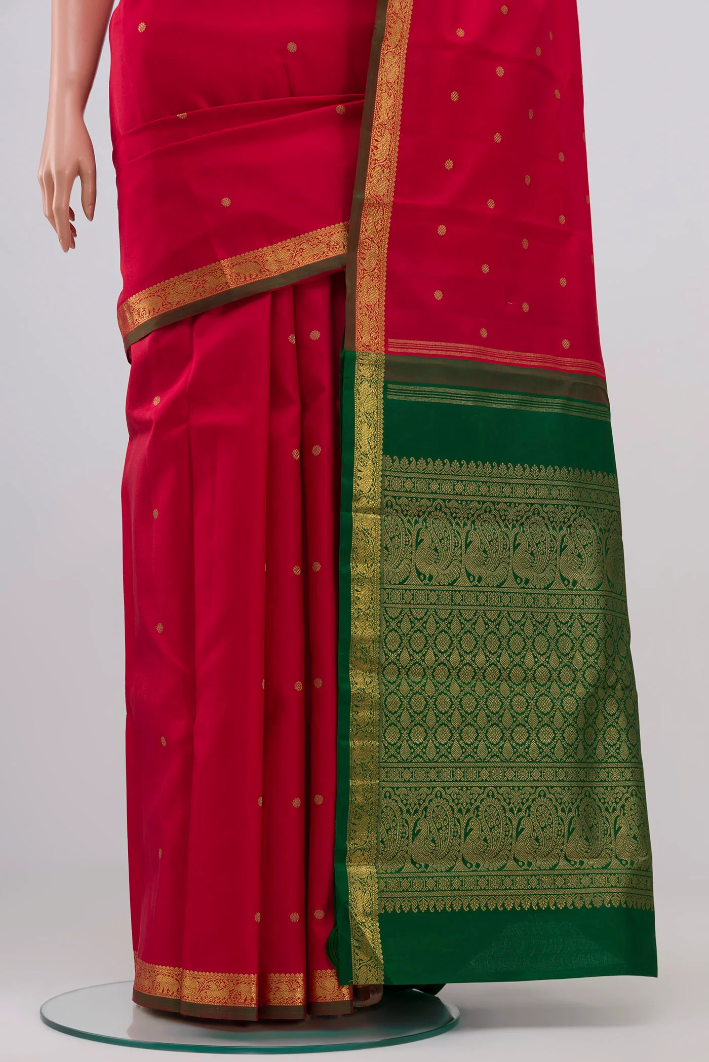 Pure Silk Pure Zari Pink Kanchipuram Saree - Image 3