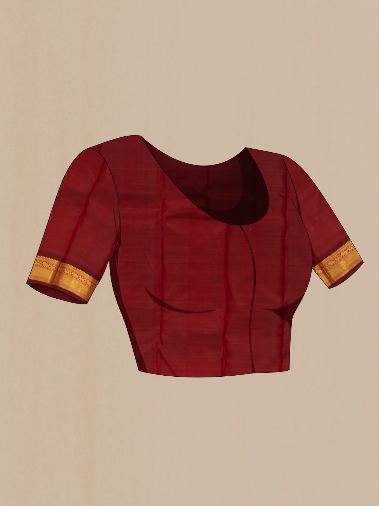 Pure Silk Pure Zari Maroon Kanchipuram Saree - Image 4