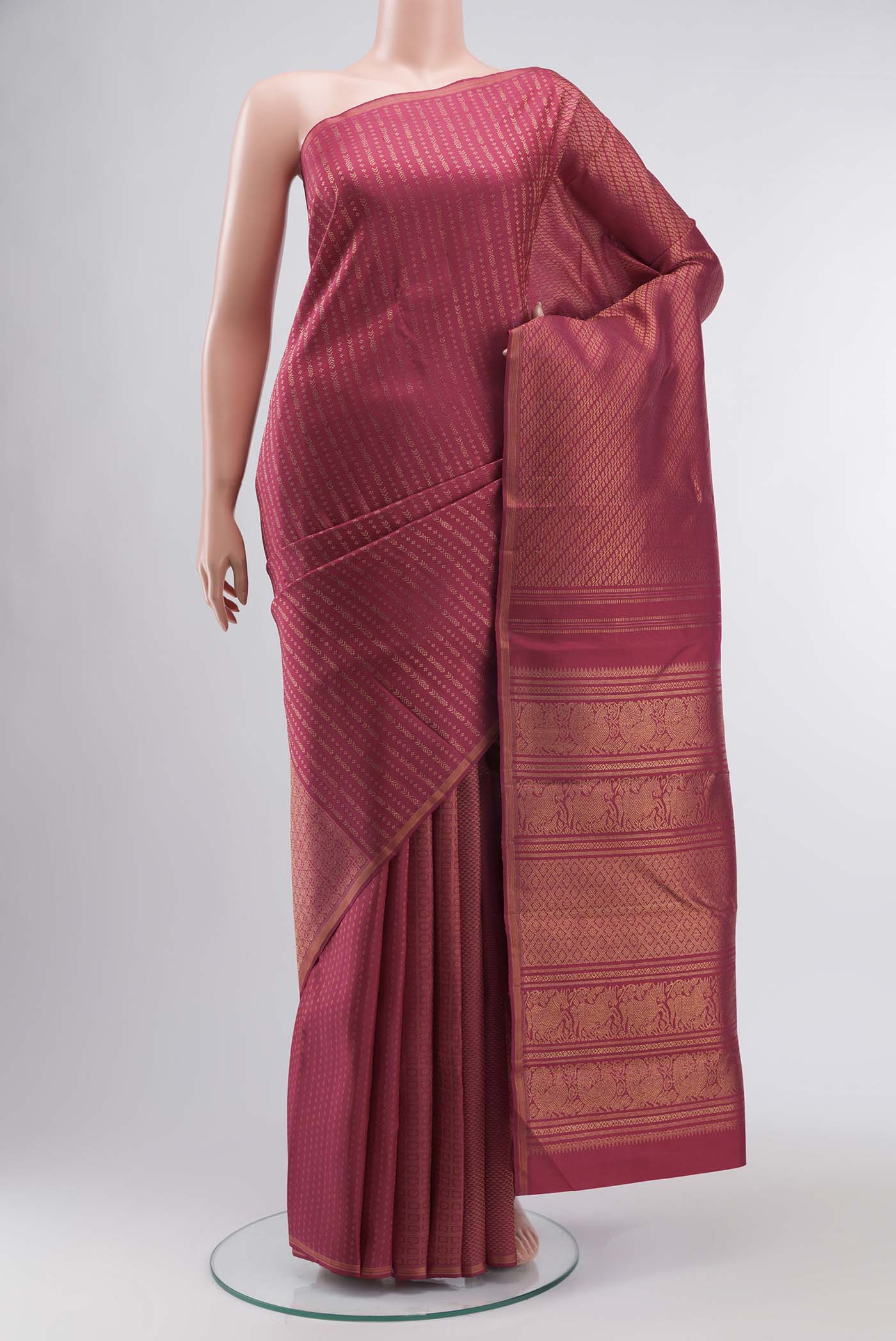 Pure Silk Pure Zari Maroon Kanjivaram Saree