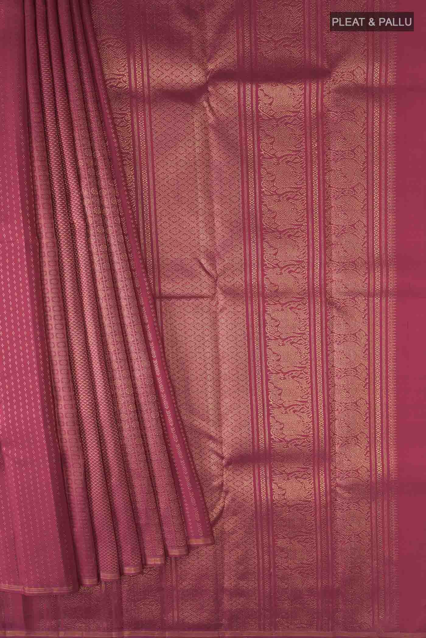 Pure Silk Pure Zari Maroon Kanjivaram Saree - Image 4