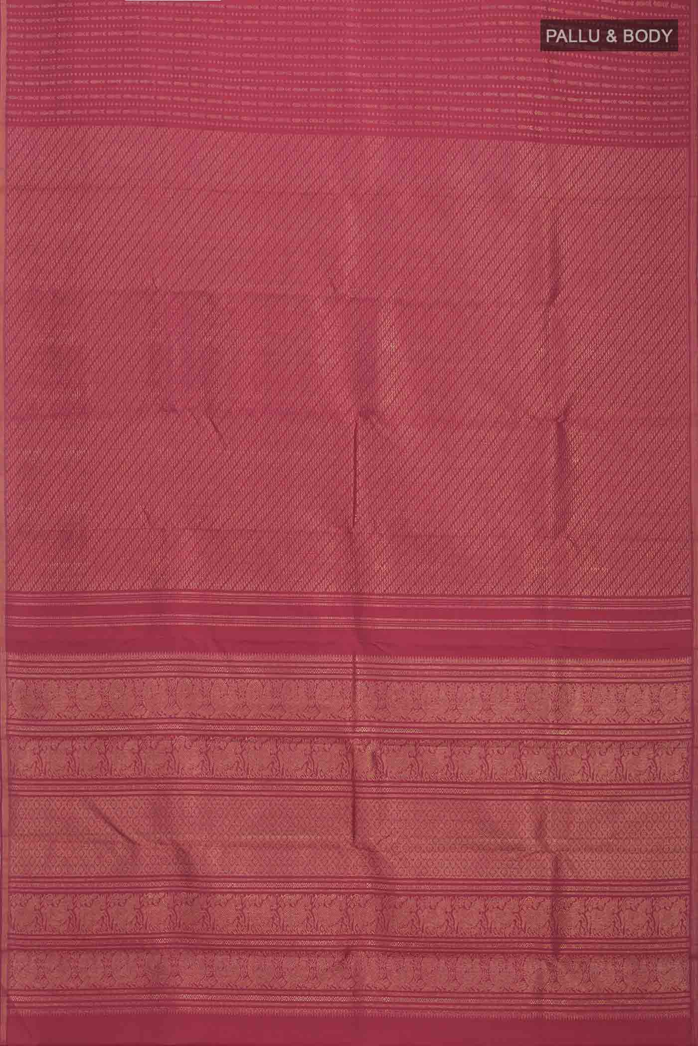 Pure Silk Pure Zari Maroon Kanjivaram Saree - Image 6