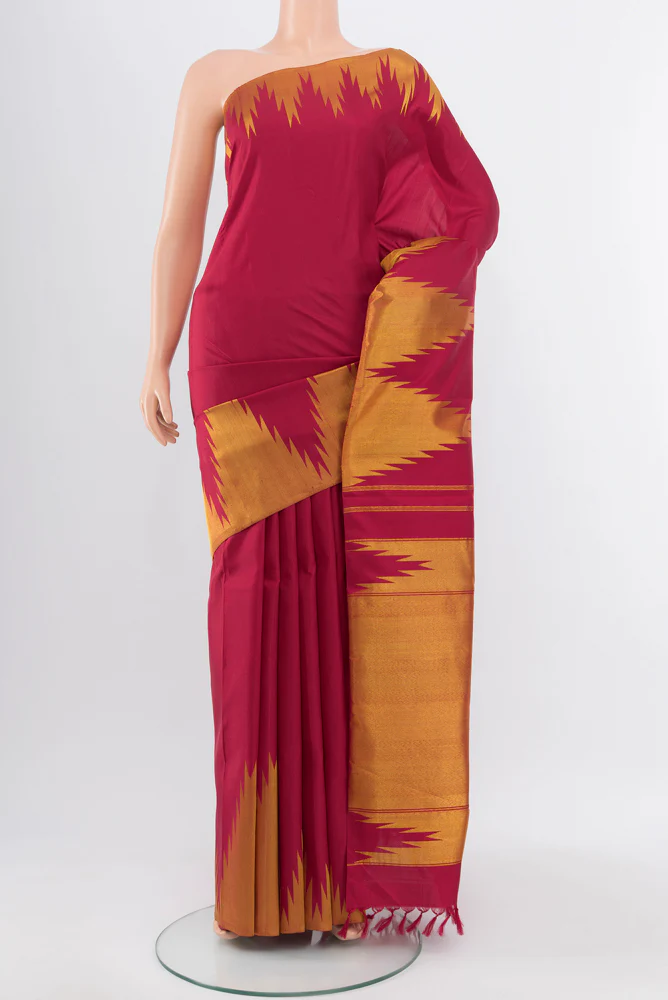 Pure Silk Pure Zari Maroon Kanjivaram Saree