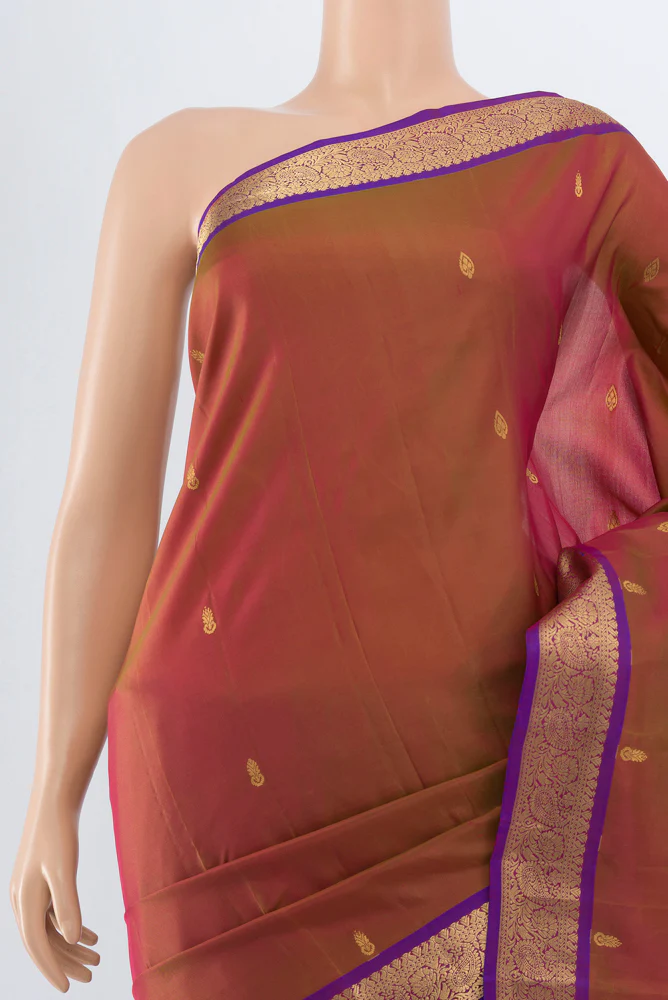Green with Pink Color Kanjivaram Silk Saree - Image 2