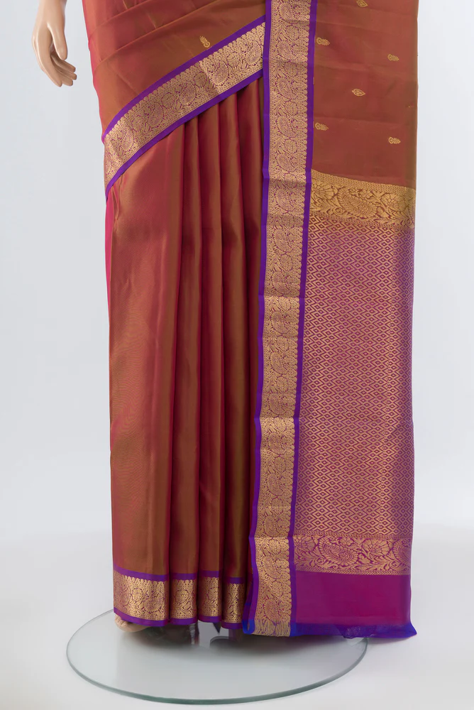 Green with Pink Color Kanjivaram Silk Saree - Image 3