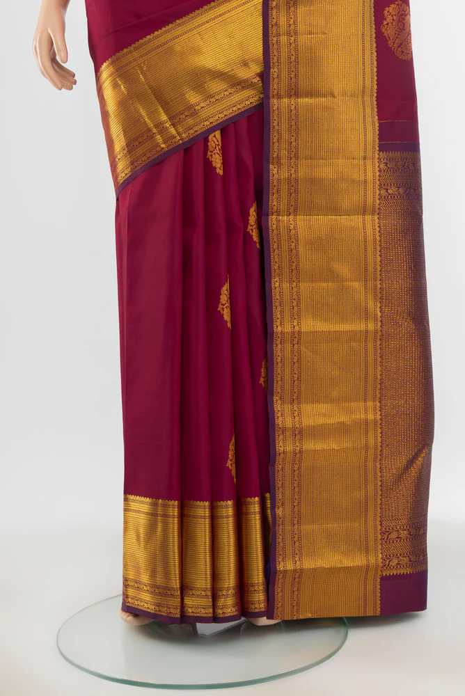 Maroon Kanjivaram Silk Saree - Image 3