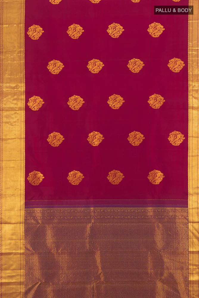 Maroon Kanjivaram Silk Saree - Image 5