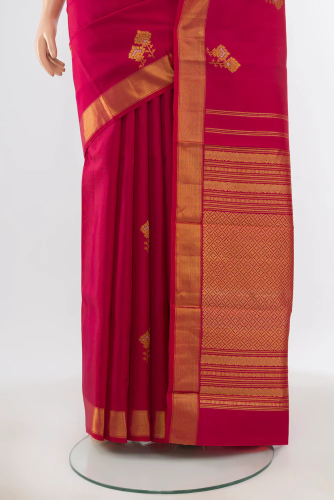 Maroon Kanjivaram Silk Saree - Image 3