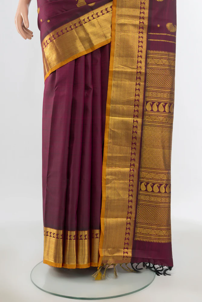 Maroon Kanjivaram Silk Saree - Image 3