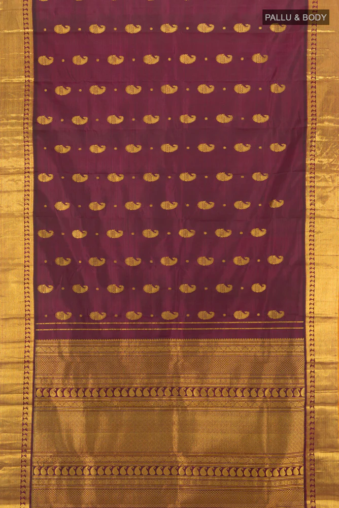 Maroon Kanjivaram Silk Saree - Image 5