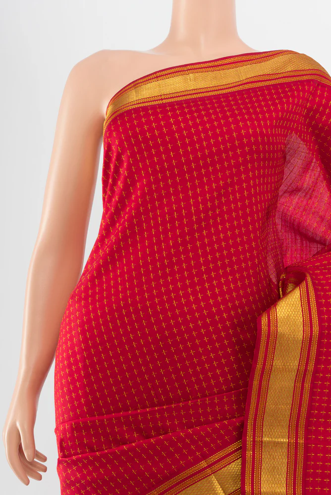 Deep Red Kanjivaram Silk Saree - Image 2