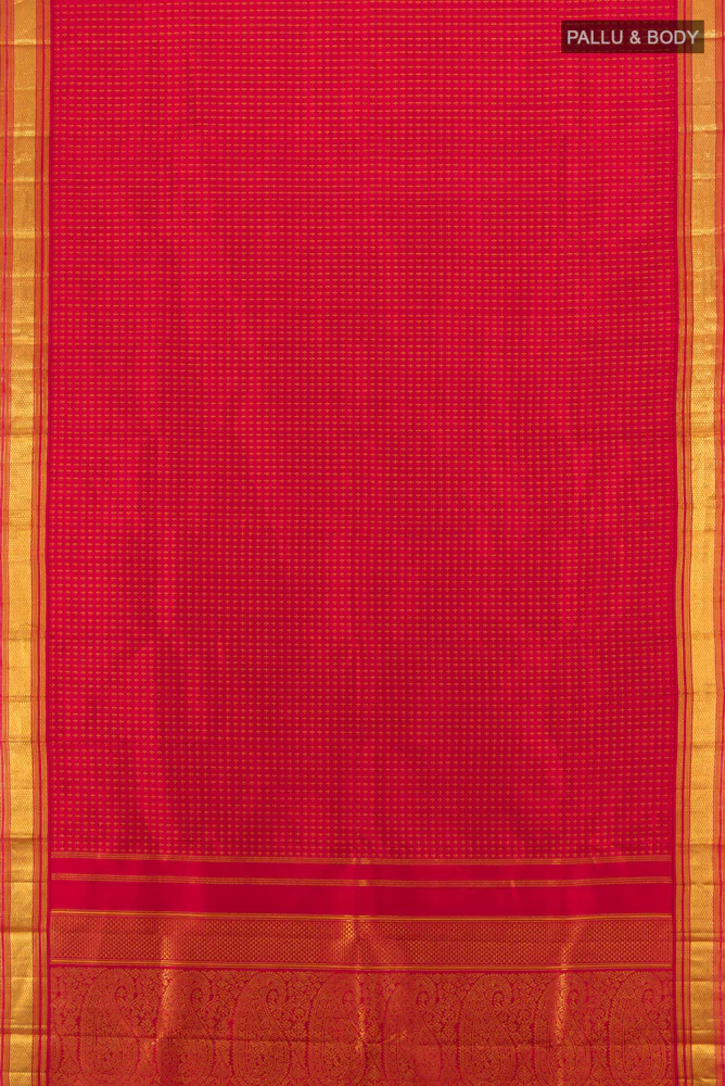 Deep Red Kanjivaram Silk Saree - Image 5