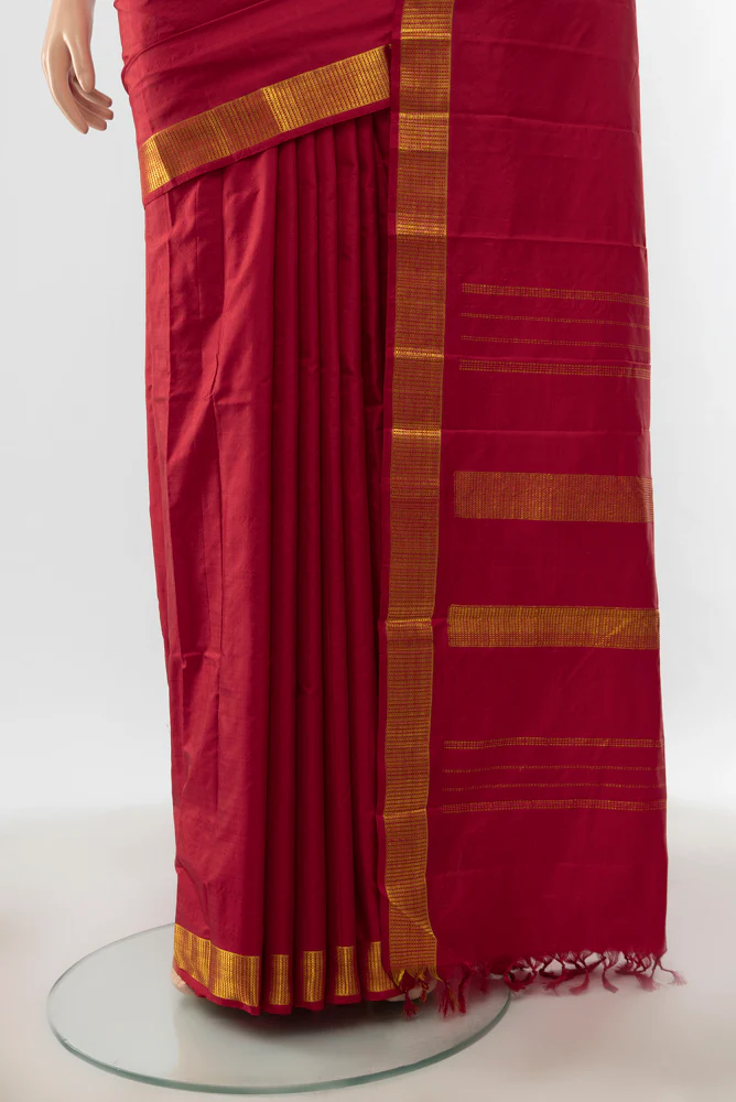 Maroon Kanjivaram Silk Saree - Image 3