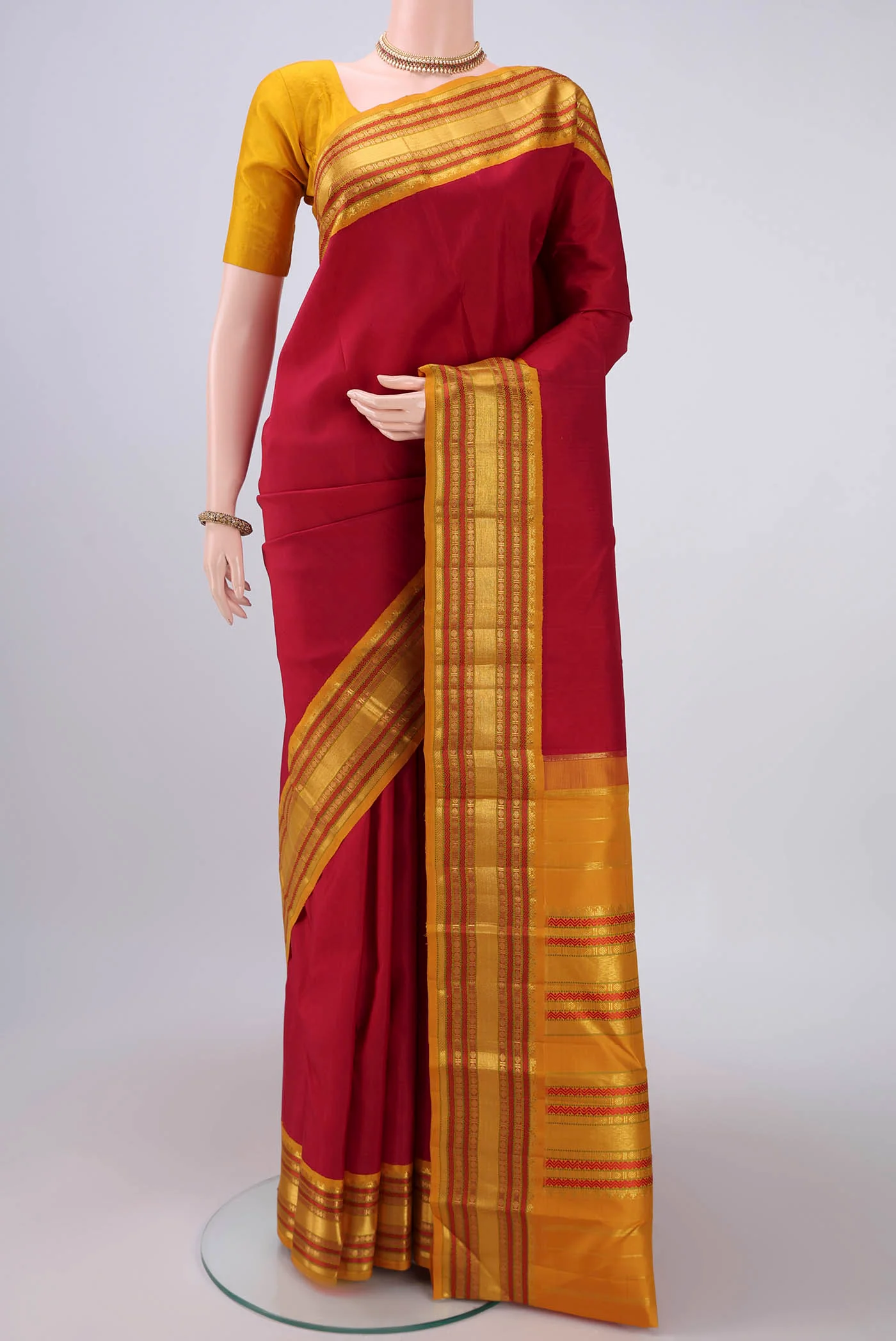 Pure Silk Pure Zari Maroon Kanjivaram Saree