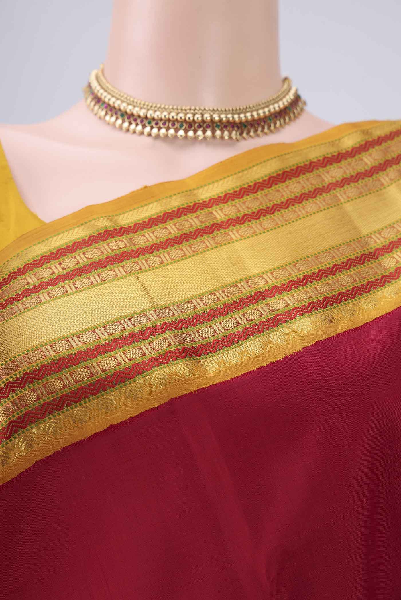 Pure Silk Pure Zari Maroon Kanjivaram Saree - Image 2