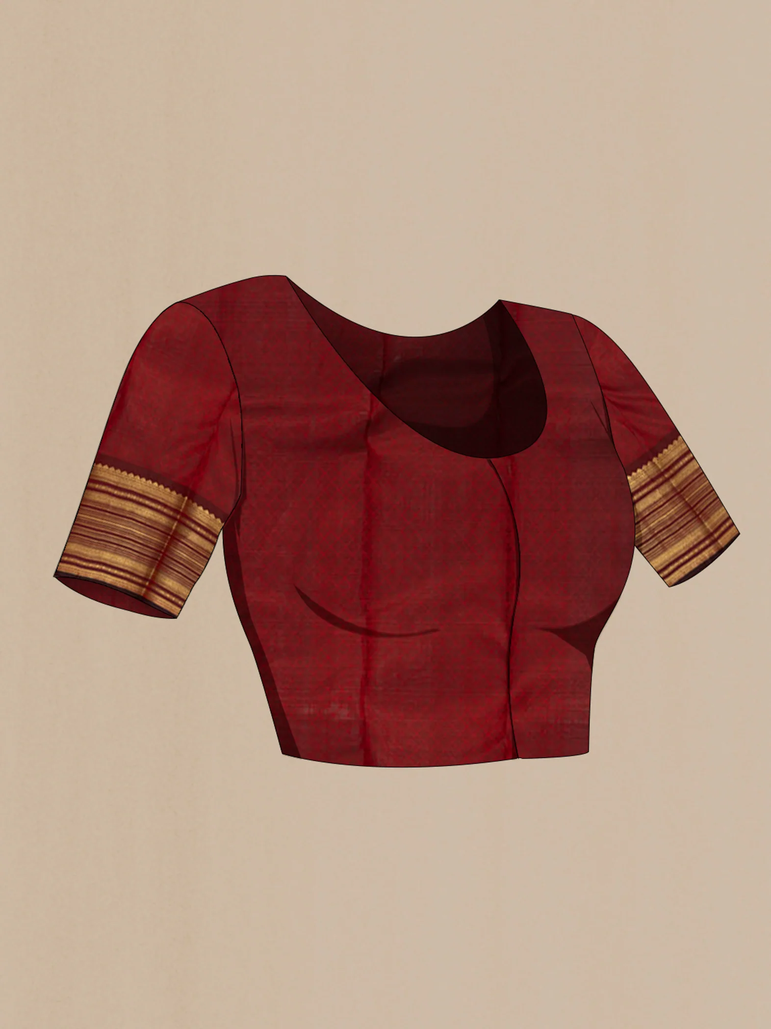 Pure Silk Pure Zari Maroon Kanjivaram Saree - Image 4
