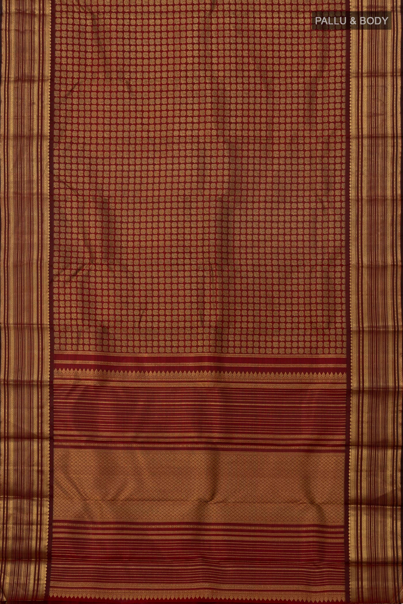 Pure Silk Pure Zari Maroon Kanjivaram Saree - Image 5