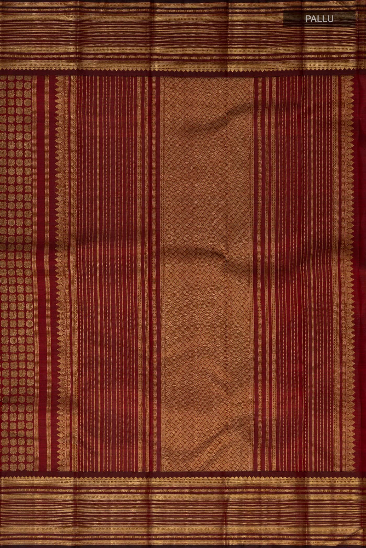 Pure Silk Pure Zari Maroon Kanjivaram Saree - Image 6