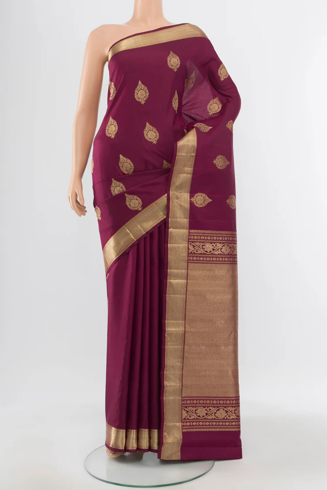 Burgundy Kanjivaram Silk Saree