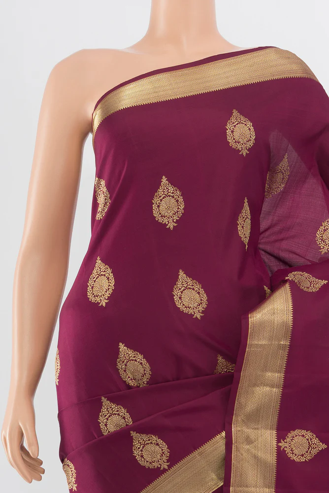 Burgundy Kanjivaram Silk Saree - Image 2