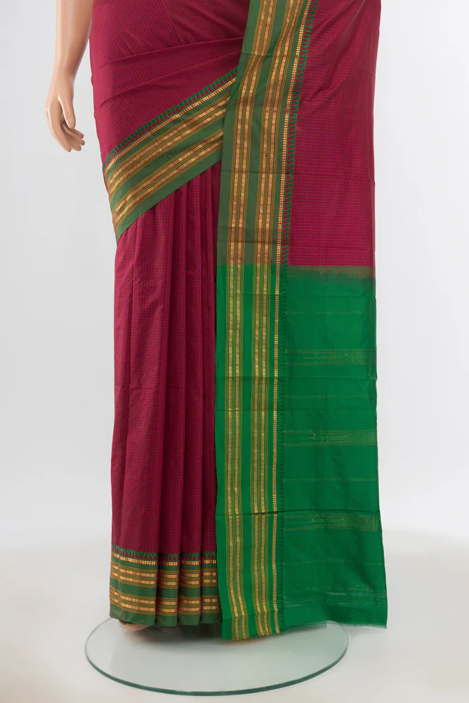 Maroon Narayanpet Silk Saree - Image 3