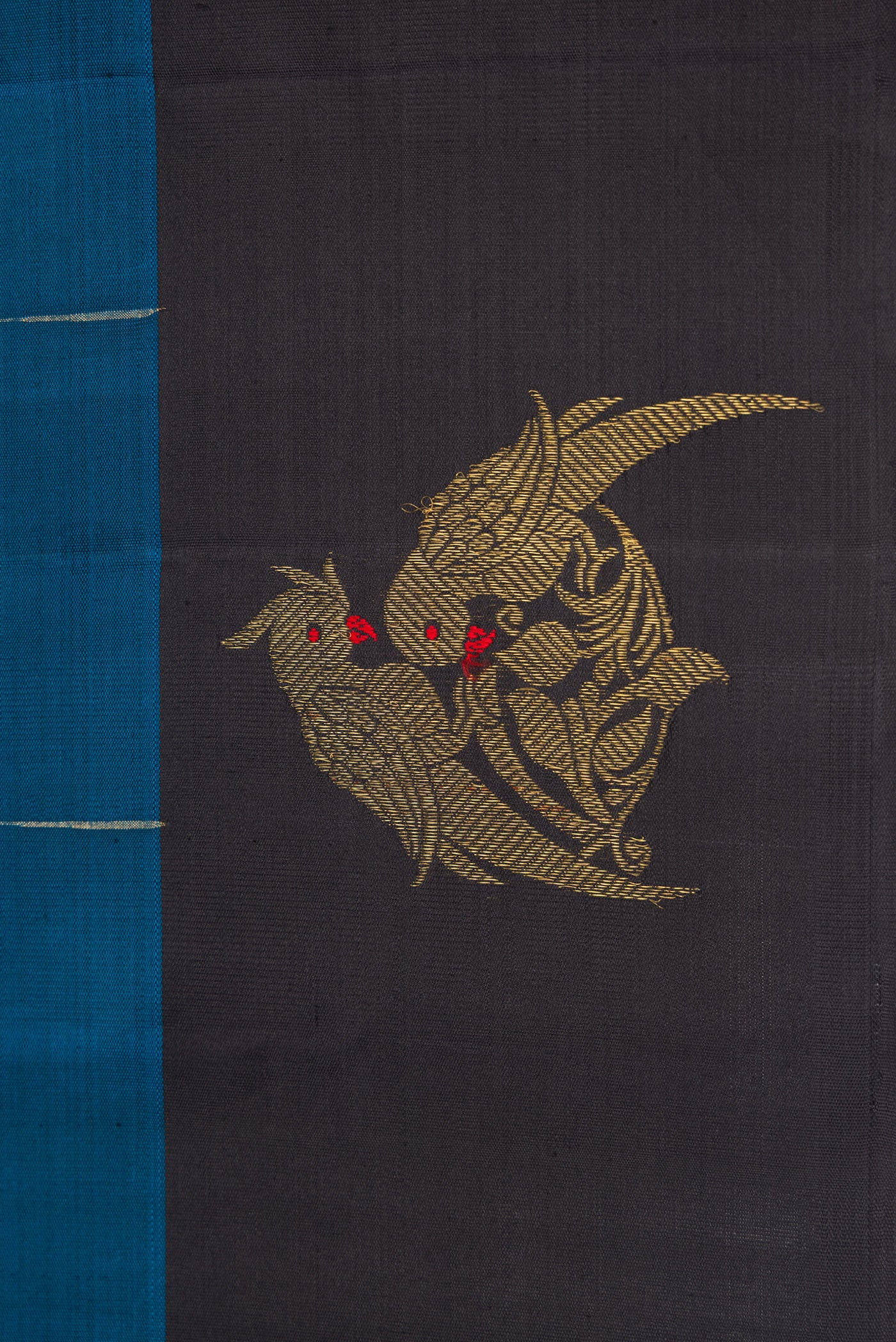 Pure Silk Pure Zari Blue Kanchipuram Saree - Image 3