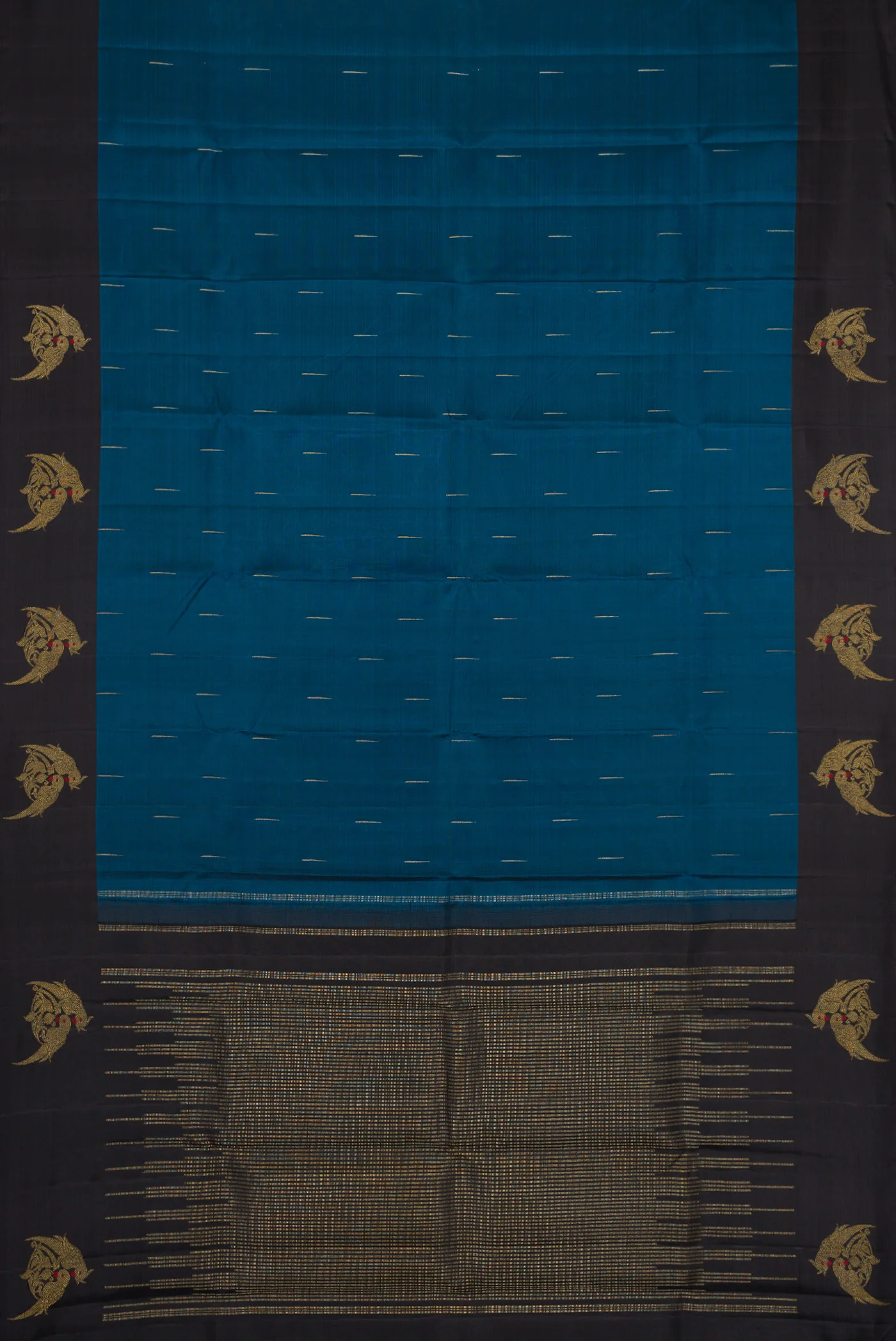 Pure Silk Pure Zari Blue Kanchipuram Saree - Image 6